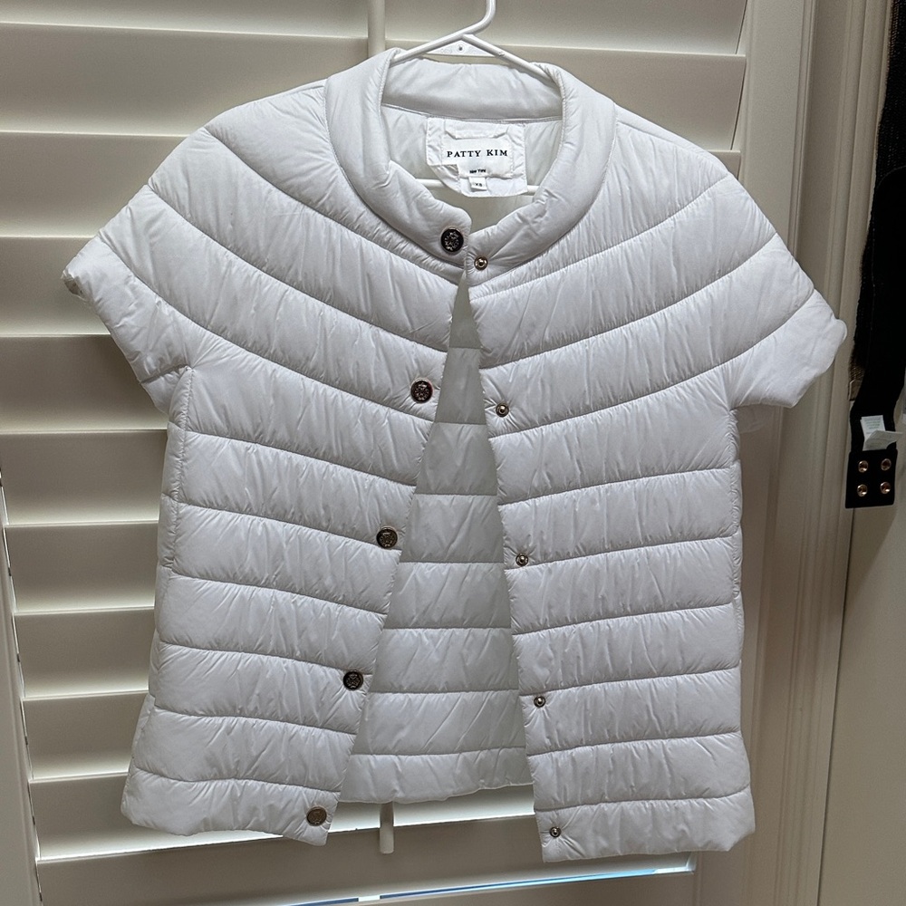 Patty Kim Women's Short Sleeve White Puffer Jacket